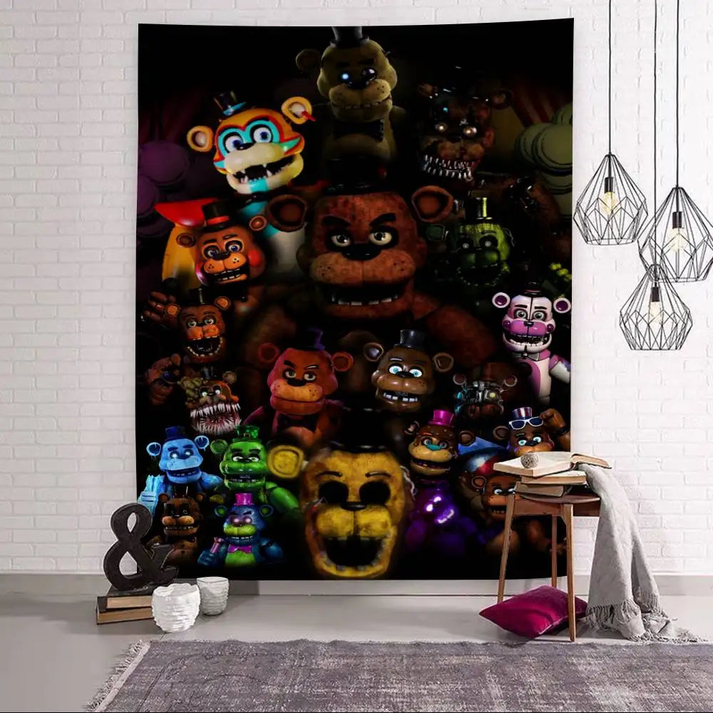FNAF Game Security Breach Anime Tapestry Hanging Tarot Hippie Wall Rugs Dorm Home Decor FNAF Game Security Breach Anime Tapestry Hanging Tarot Hippie Wall Rugs Dorm Home Decor