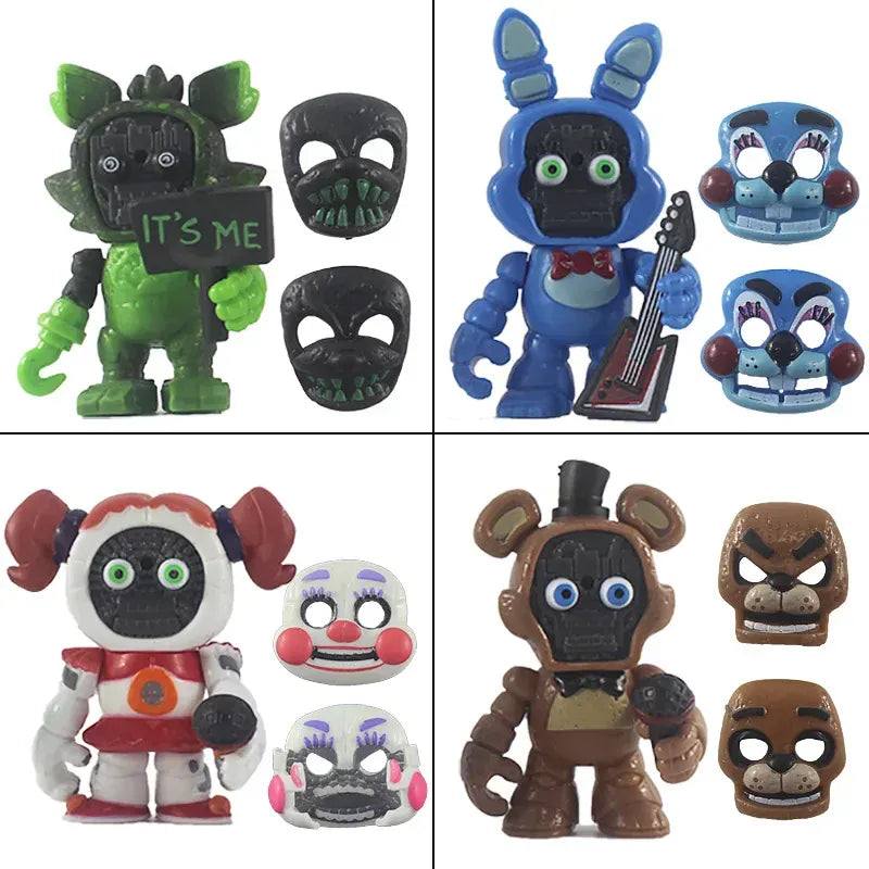 FNAF Panic Game Midnight Toy Bear Foxy Chica Fazbear Bonnie Change Masks Action Figurine Anime1 PCS Randomly Sent FNAF Panic Game Midnight Toy Bear Foxy Chica Fazbear Bonnie Change Masks Action Figurine Anime1 PCS Randomly Sent