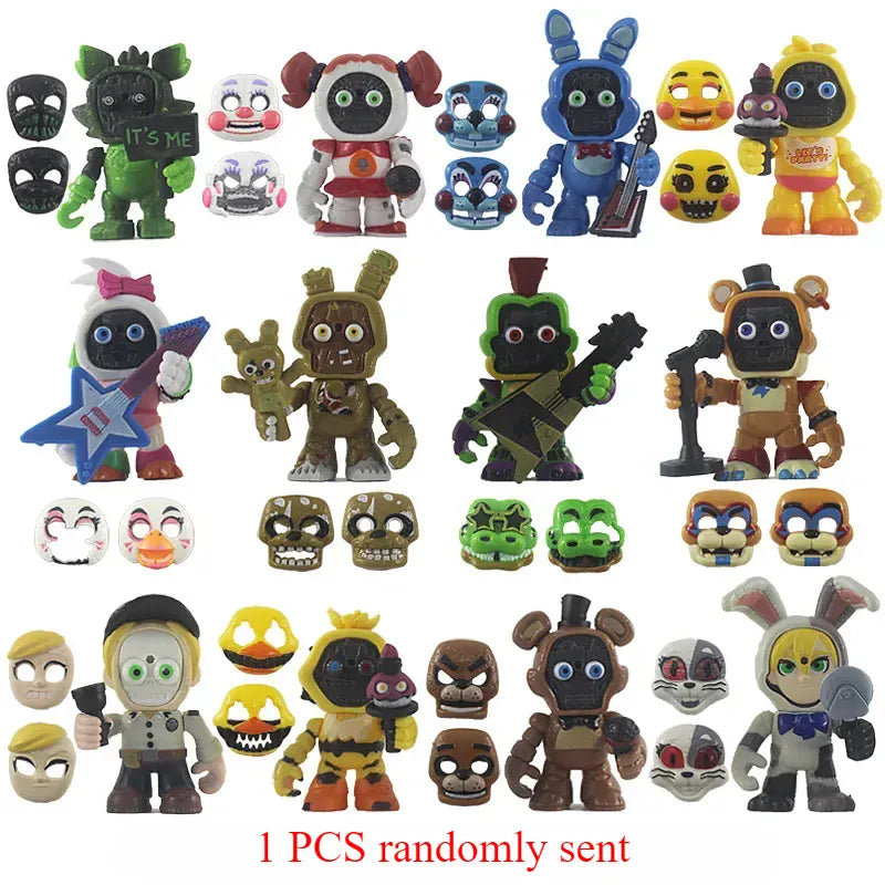 FNAF Panic Game Midnight Toy Bear Foxy Chica Fazbear Bonnie Change Masks Action Figurine Anime1 PCS Randomly Sent FNAF Panic Game Midnight Toy Bear Foxy Chica Fazbear Bonnie Change Masks Action Figurine Anime1 PCS Randomly Sent