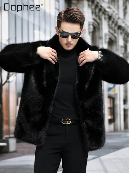 Fox Fur Coat Men Mink Fur Coat Medium Long Heavy Craft Luxury Lapel Short Thickened Warm Winter Fashion High End Coats Fox Fur Coat Men Mink Fur Coat Medium Long Heavy Craft Luxury Lapel Short Thickened Warm Winter Fashion High End Coats