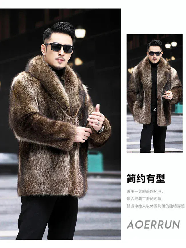 Fox Fur Coat Men Mink Fur Coat Medium Long Heavy Craft Luxury Lapel Short Thickened Warm Winter Fashion High End Coats Fox Fur Coat Men Mink Fur Coat Medium Long Heavy Craft Luxury Lapel Short Thickened Warm Winter Fashion High End Coats
