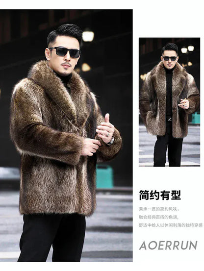 Fox Fur Coat Men Mink Fur Coat Medium Long Heavy Craft Luxury Lapel Short Thickened Warm Winter Fashion High End Coats Fox Fur Coat Men Mink Fur Coat Medium Long Heavy Craft Luxury Lapel Short Thickened Warm Winter Fashion High End Coats