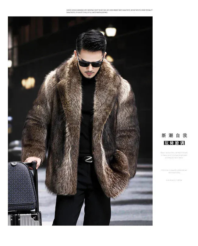 Fox Fur Coat Men Mink Fur Coat Medium Long Heavy Craft Luxury Lapel Short Thickened Warm Winter Fashion High End Coats Fox Fur Coat Men Mink Fur Coat Medium Long Heavy Craft Luxury Lapel Short Thickened Warm Winter Fashion High End Coats