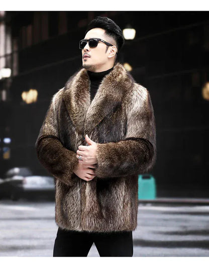 Fox Fur Coat Men Mink Fur Coat Medium Long Heavy Craft Luxury Lapel Short Thickened Warm Winter Fashion High End Coats Fox Fur Coat Men Mink Fur Coat Medium Long Heavy Craft Luxury Lapel Short Thickened Warm Winter Fashion High End Coats