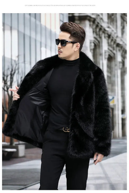 Fox Fur Coat Men Mink Fur Coat Medium Long Heavy Craft Luxury Lapel Short Thickened Warm Winter Fashion High End Coats Fox Fur Coat Men Mink Fur Coat Medium Long Heavy Craft Luxury Lapel Short Thickened Warm Winter Fashion High End Coats