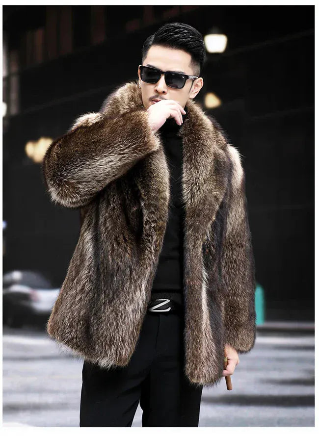 Fox Fur Coat Men Mink Fur Coat Medium Long Heavy Craft Luxury Lapel Short Thickened Warm Winter Fashion High End Coats Fox Fur Coat Men Mink Fur Coat Medium Long Heavy Craft Luxury Lapel Short Thickened Warm Winter Fashion High End Coats