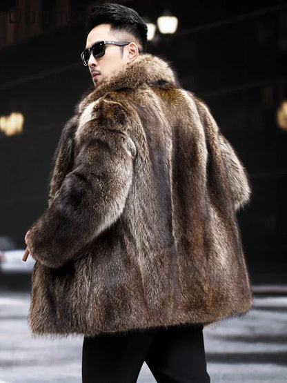 Fox Fur Coat Men Mink Fur Coat Medium Long Heavy Craft Luxury Lapel Short Thickened Warm Winter Fashion High End Coats Fox Fur Coat Men Mink Fur Coat Medium Long Heavy Craft Luxury Lapel Short Thickened Warm Winter Fashion High End Coats