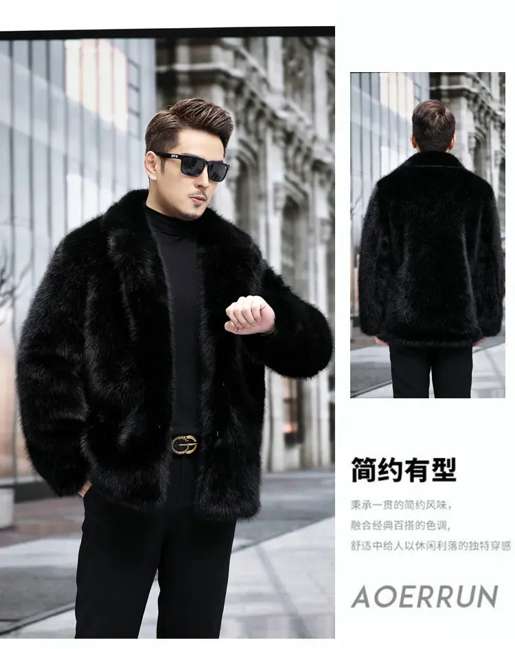 Fox Fur Coat Men Mink Fur Coat Medium Long Heavy Craft Luxury Lapel Short Thickened Warm Winter Fashion High End Coats Fox Fur Coat Men Mink Fur Coat Medium Long Heavy Craft Luxury Lapel Short Thickened Warm Winter Fashion High End Coats