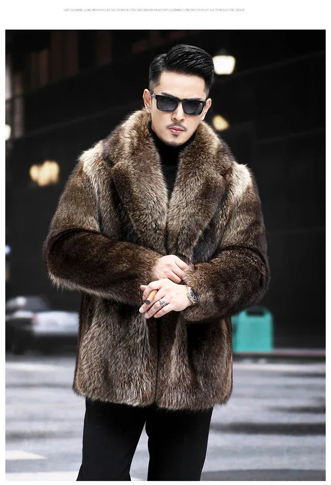 Fox Fur Coat Men Mink Fur Coat Medium Long Heavy Craft Luxury Lapel Short Thickened Warm Winter Fashion High End Coats Fox Fur Coat Men Mink Fur Coat Medium Long Heavy Craft Luxury Lapel Short Thickened Warm Winter Fashion High End Coats