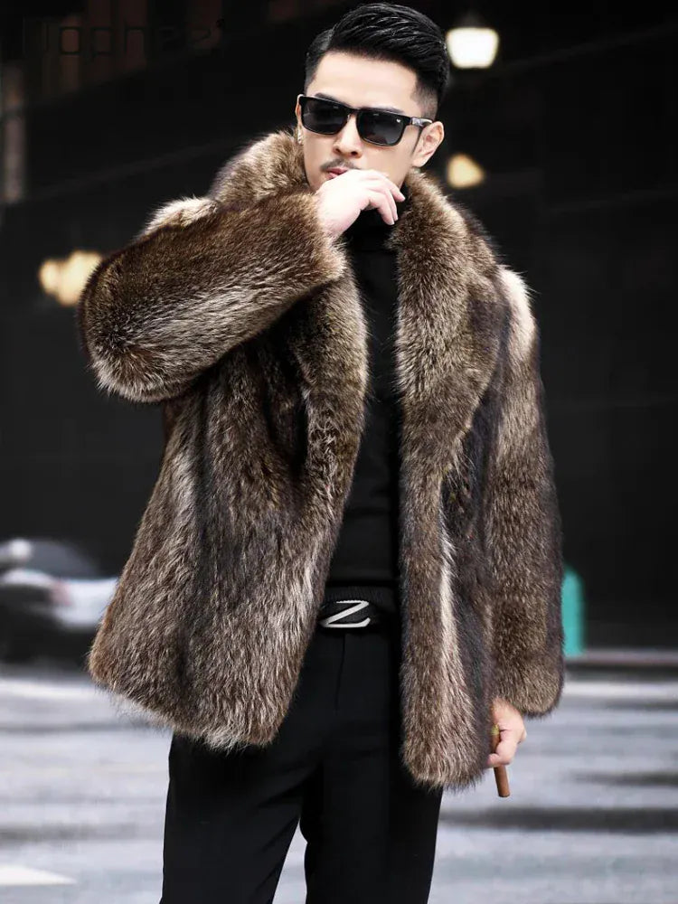 Fox Fur Coat Men Mink Fur Coat Medium Long Heavy Craft Luxury Lapel Short Thickened Warm Winter Fashion High End Coats Fox Fur Coat Men Mink Fur Coat Medium Long Heavy Craft Luxury Lapel Short Thickened Warm Winter Fashion High End Coats