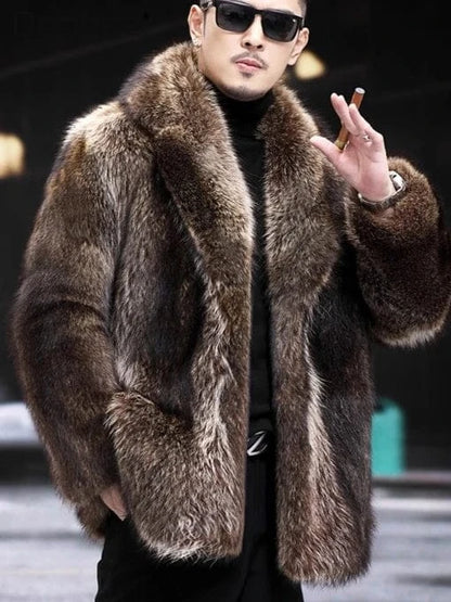 Fox Fur Coat Men Mink Fur Coat Medium Long Heavy Craft Luxury Lapel Short Thickened Warm Winter Fashion High End Coats Fox Fur Coat Men Mink Fur Coat Medium Long Heavy Craft Luxury Lapel Short Thickened Warm Winter Fashion High End Coats