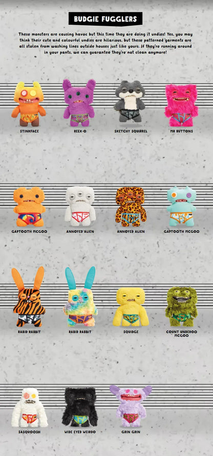 British Fuggler Plush - Glow in Dark & New Series Collection | Wahooly Fuggler Plush Budgie Fuggler Edition and Laboratory Misfits Edition British Brand Funny Ugly Monster Toy