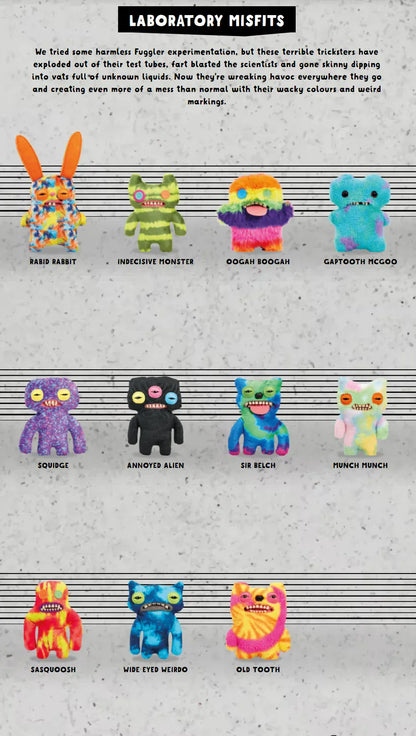 British Fuggler Plush - Glow in Dark & New Series Collection | Wahooly Fuggler Plush Budgie Fuggler Edition and Laboratory Misfits Edition British Brand Funny Ugly Monster Toy