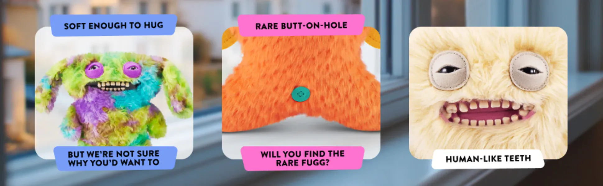 23cm Original Fuggler Plush - Butt Ugly Pets & Festive Series | Wahooly Fuggler Plush Toys Butt Ugly Monster Teeth Pets Series Mr Buttons Golden Retriever Fugg Stuffed Animal Fuggs Peluche Dolls 23CM