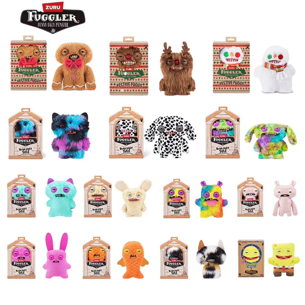 23cm Original Fuggler Plush - Butt Ugly Pets & Festive Series | Wahooly Fuggler Plush Toys Butt Ugly Monster Teeth Pets Series Mr Buttons Golden Retriever Fugg Stuffed Animal Fuggs Peluche Dolls 23CM