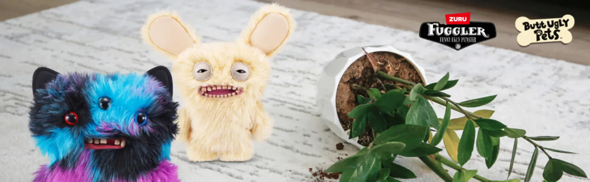 23cm Original Fuggler Plush - Butt Ugly Pets & Festive Series | Wahooly Fuggler Plush Toys Butt Ugly Monster Teeth Pets Series Mr Buttons Golden Retriever Fugg Stuffed Animal Fuggs Peluche Dolls 23CM