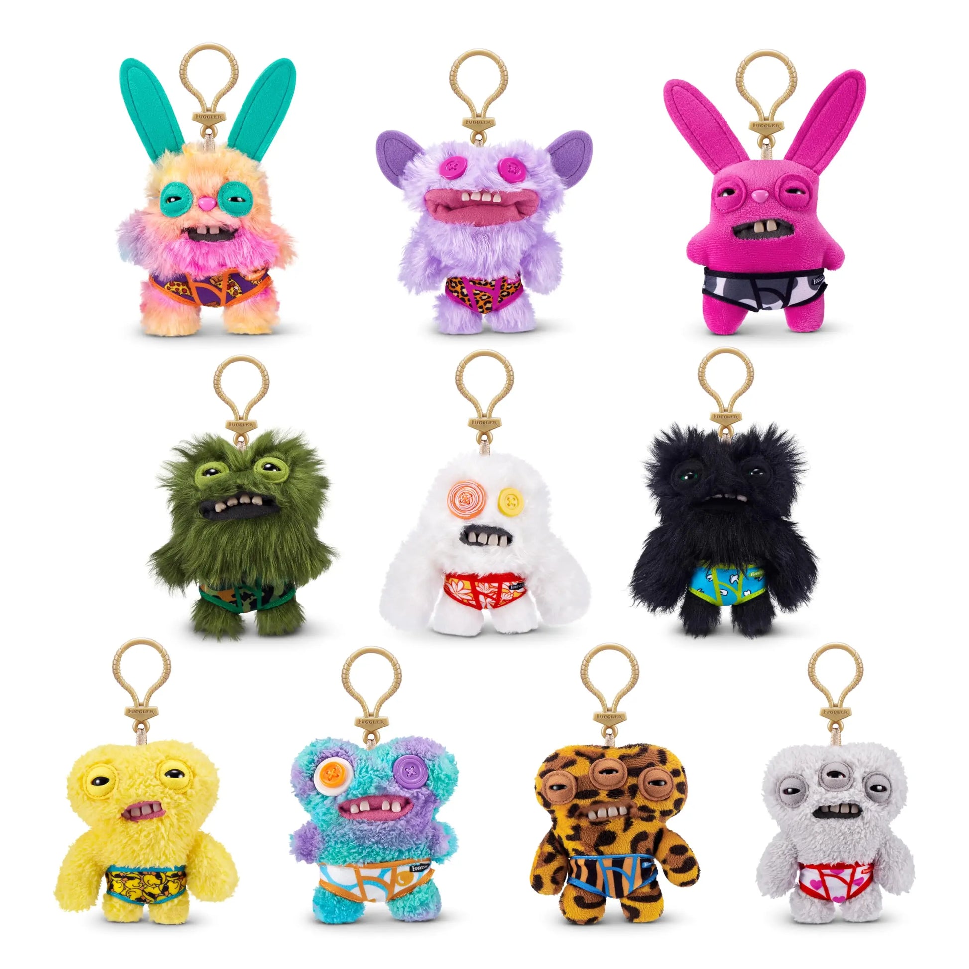 Fuggler Keychain - Plush Monster Keyring Backpack Charm 11cm | Wahooly Fuggler Soft Plush Dolls Keychain Ugly Grin Cute Teeth Monster Pendant Fugg Cartoon Funny Backpack Keyring Accessories Gifts11CM