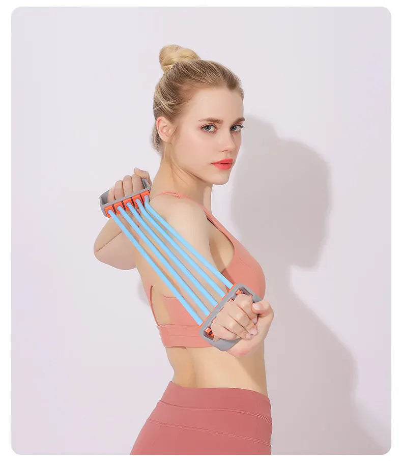 Full Body Workout Set - Chest Expander with 5 Removable Resistance Bands for Pilates, Push Ups, and Muscle Training - Strengthen Full Body Workout Set - Chest Expander with 5 Removable Resistance Bands for Pilates, Push Ups, and Muscle Training - Strengthen