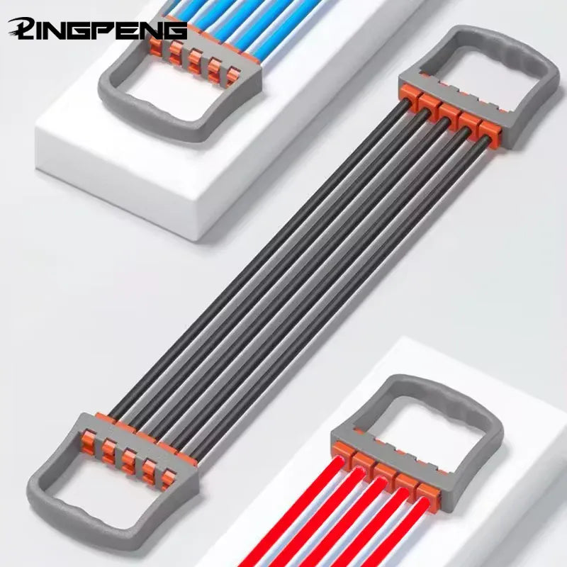 Full Body Workout Set - Chest Expander with 5 Removable Resistance Bands for Pilates, Push Ups, and Muscle Training - Strengthen Full Body Workout Set - Chest Expander with 5 Removable Resistance Bands for Pilates, Push Ups, and Muscle Training - Strengthen