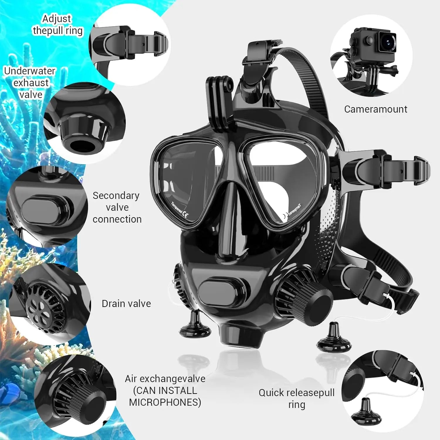 Full Face Dive Mask Support Diving & Snorkeling Full Face Dive Mask Support Diving & Snorkeling