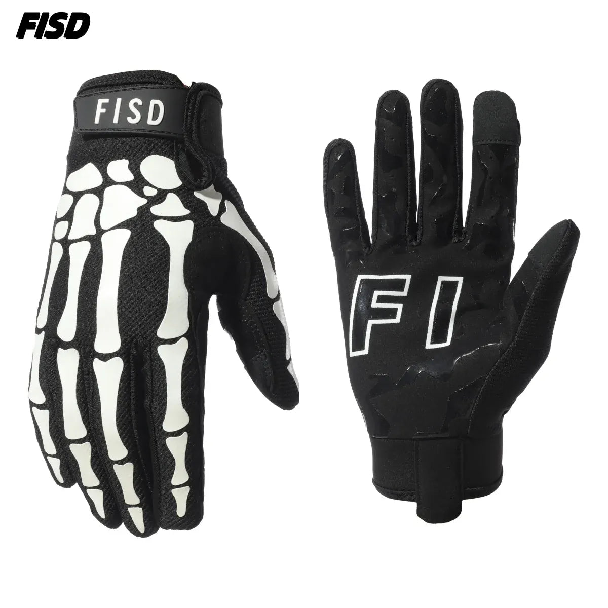 Full Finger Sports Gloves — Anti-Slip Night Glow for MTB, MX & Football Full Finger Sports Gloves — Anti-Slip, Night-Glow Skull Design for MTB, Motocross, Football & Off-Road