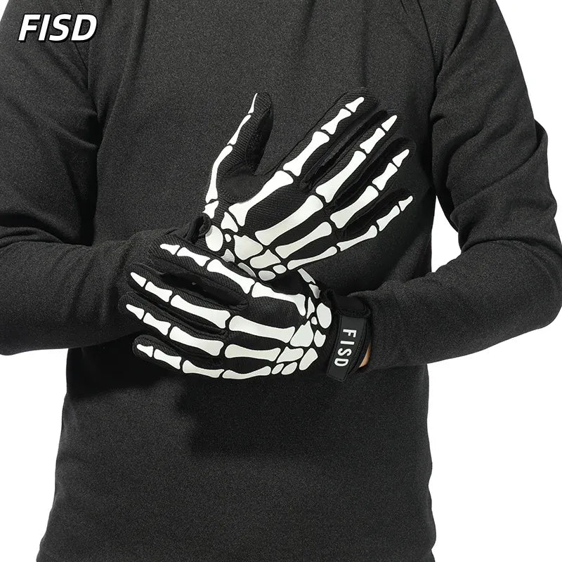 Full Finger Sports Gloves — Anti-Slip Night Glow for MTB, MX & Football Full Finger Sports Gloves — Anti-Slip, Night-Glow Skull Design for MTB, Motocross, Football & Off-Road
