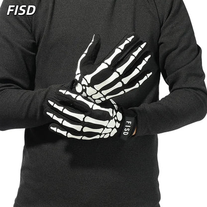 Full Finger Sports Gloves — Anti-Slip Night Glow for MTB, MX & Football Full Finger Sports Gloves — Anti-Slip, Night-Glow Skull Design for MTB, Motocross, Football & Off-Road