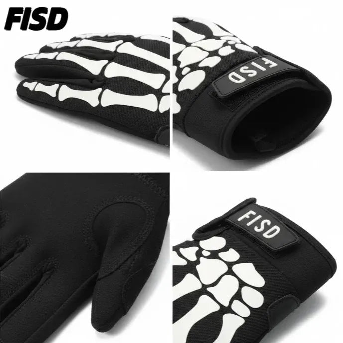 Full Finger Sports Gloves — Anti-Slip Night Glow for MTB, MX & Football Full Finger Sports Gloves — Anti-Slip, Night-Glow Skull Design for MTB, Motocross, Football & Off-Road