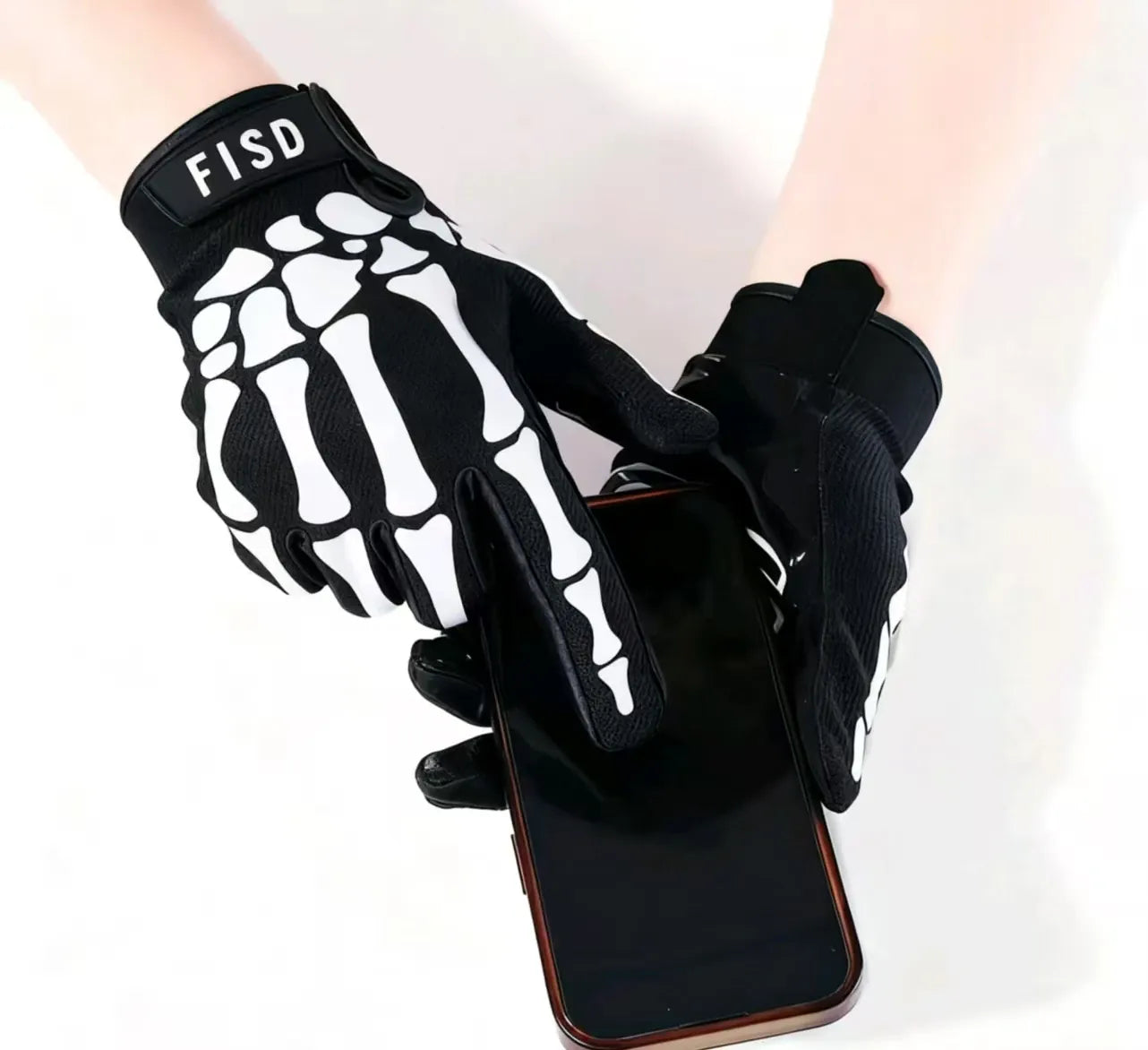 Full Finger Sports Gloves — Anti-Slip Night Glow for MTB, MX & Football Full Finger Sports Gloves — Anti-Slip, Night-Glow Skull Design for MTB, Motocross, Football & Off-Road