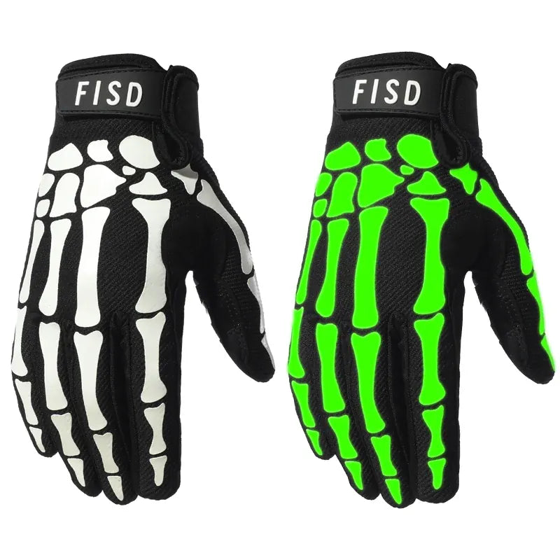 Full Finger Sports Gloves — Anti-Slip Night Glow for MTB, MX & Football Full Finger Sports Gloves — Anti-Slip, Night-Glow Skull Design for MTB, Motocross, Football & Off-Road