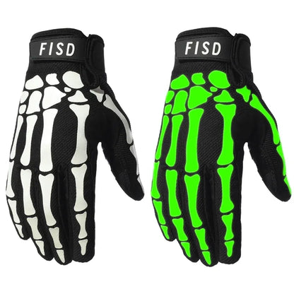 Full Finger Sports Gloves — Anti-Slip Night Glow for MTB, MX & Football Full Finger Sports Gloves — Anti-Slip, Night-Glow Skull Design for MTB, Motocross, Football & Off-Road