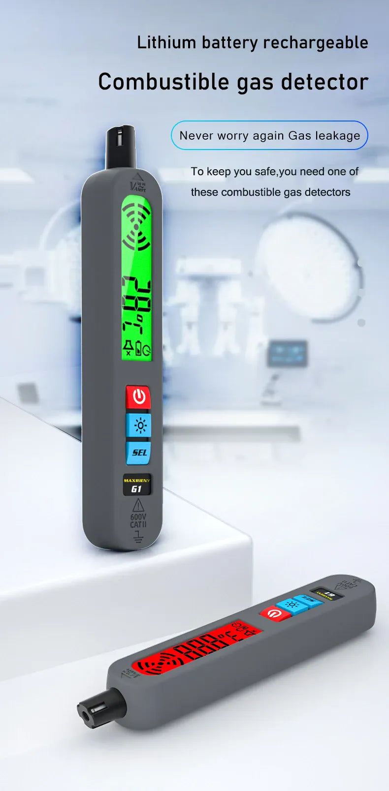 G1 Gas Leak Detector Combustible Natural Gas Recharge Portable Sound Vibration Alarm LCD Display Methane Alcohol Tester G1 Gas Leak Detector Combustible Natural Gas Recharge Portable Sound Vibration Alarm LCD Display Methane Alcohol Tester