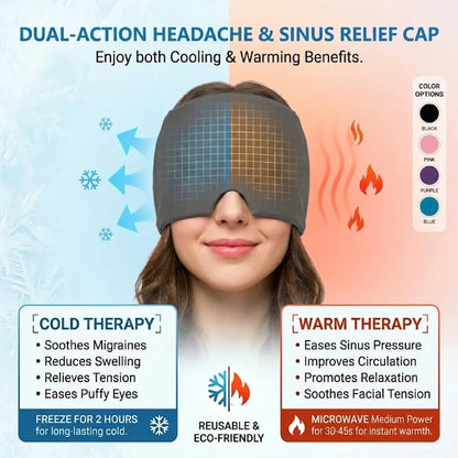 Gel Ice Headache Relief Hat Cold Compression Migraine Cap | Wahooly Gel Ice Headache Relief Hat – Cold Compression Cap & Eye Mask for Migraines