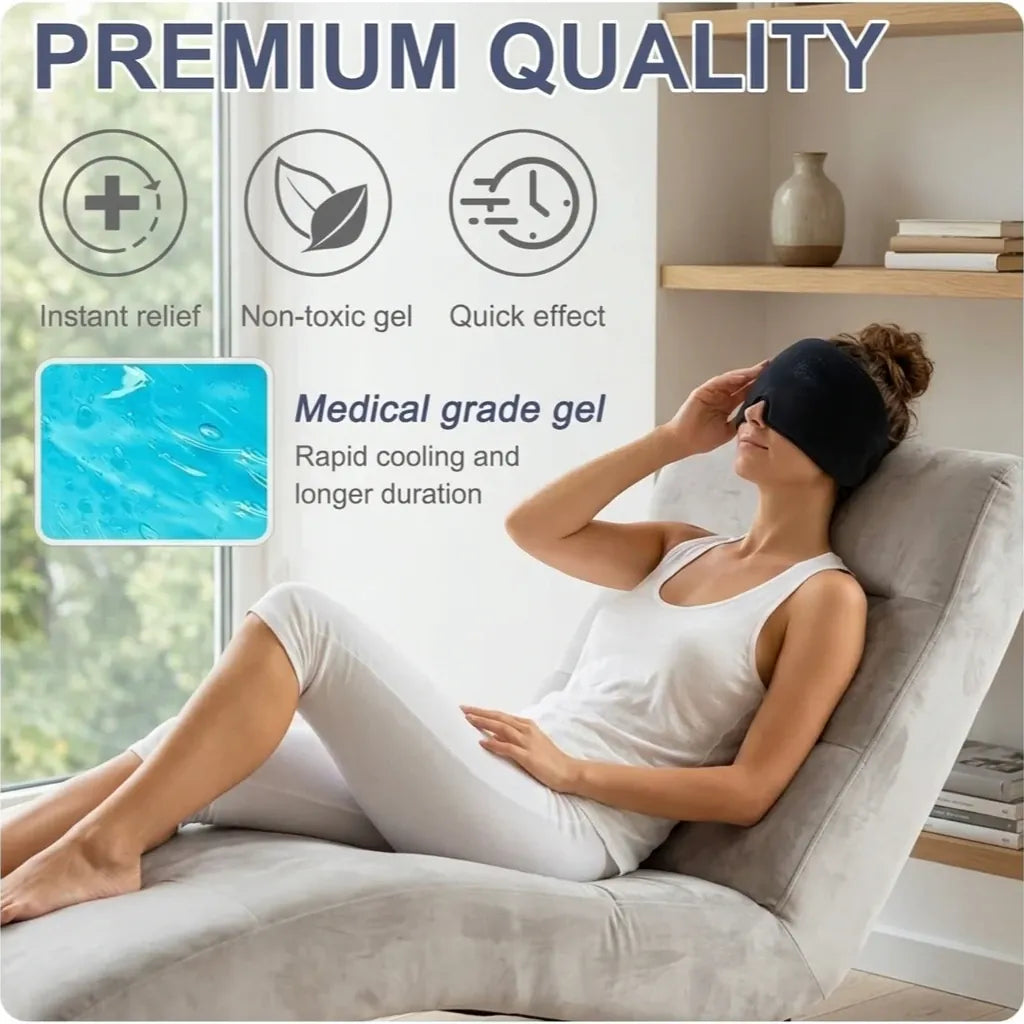 Gel Ice Headache Relief Hat Cold Compression Migraine Cap | Wahooly Gel Ice Headache Relief Hat – Cold Compression Cap & Eye Mask for Migraines