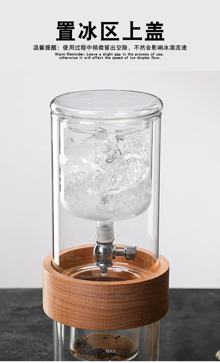 Glass Cold Brew Coffee Maker 500ML - Double Ice Drop Hand Brew Set Glass Cold brew coffee maker Glass coffee set Double ice drop coffee maker Hand brew coffee maker Coffee tools