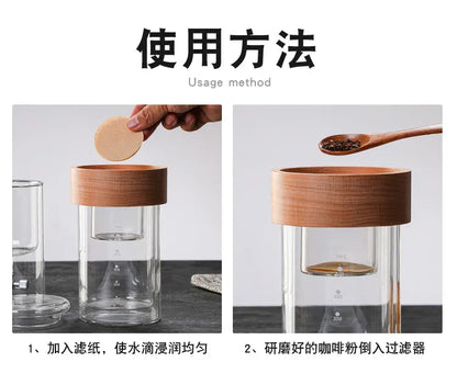 Glass Cold Brew Coffee Maker 500ML - Double Ice Drop Hand Brew Set Glass Cold brew coffee maker Glass coffee set Double ice drop coffee maker Hand brew coffee maker Coffee tools