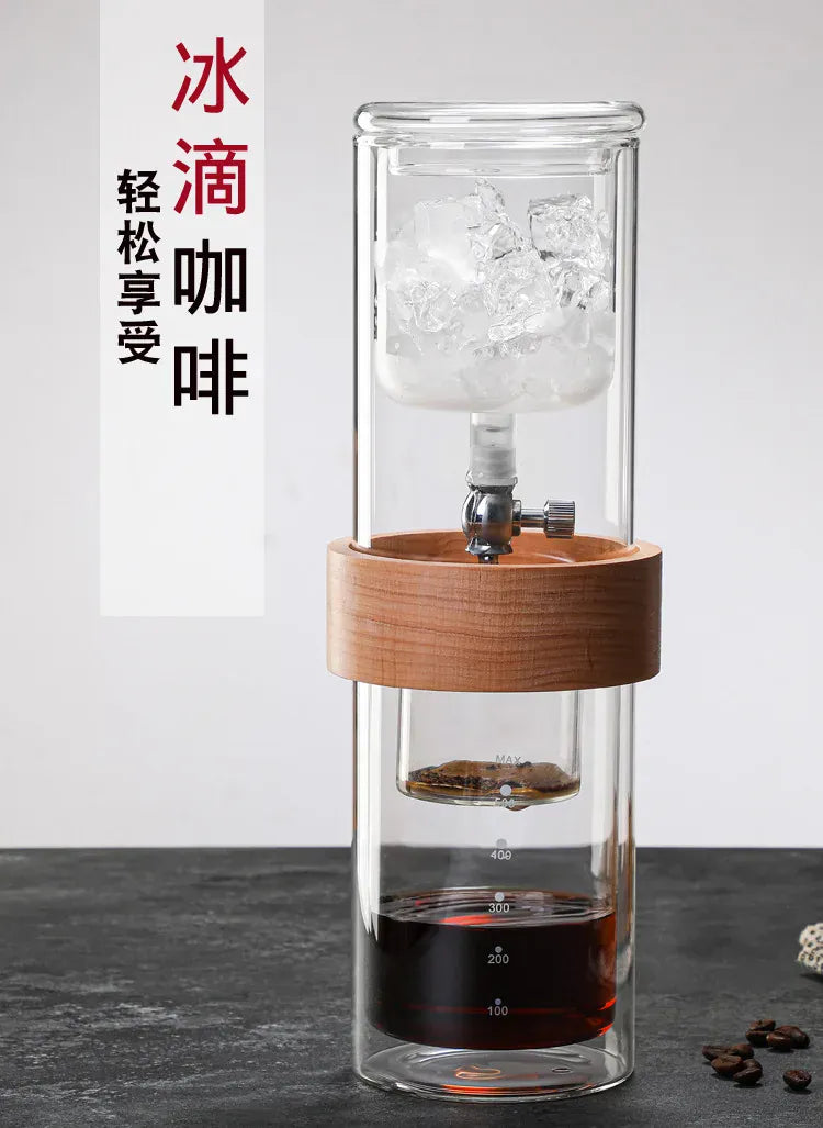 Glass Cold Brew Coffee Maker 500ML - Double Ice Drop Hand Brew Set Glass Cold brew coffee maker Glass coffee set Double ice drop coffee maker Hand brew coffee maker Coffee tools
