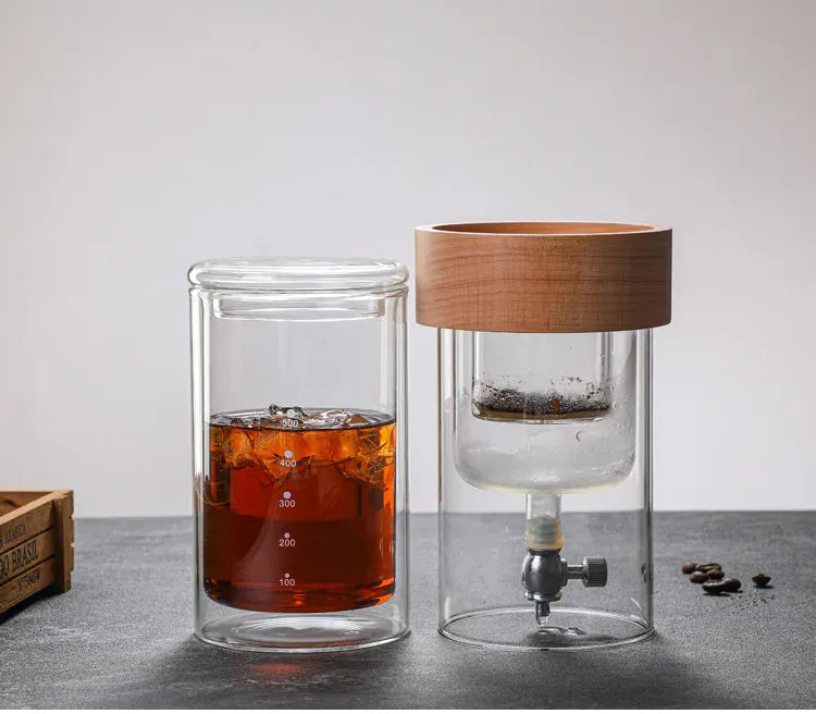Glass Cold Brew Coffee Maker 500ML - Double Ice Drop Hand Brew Set Glass Cold brew coffee maker Glass coffee set Double ice drop coffee maker Hand brew coffee maker Coffee tools
