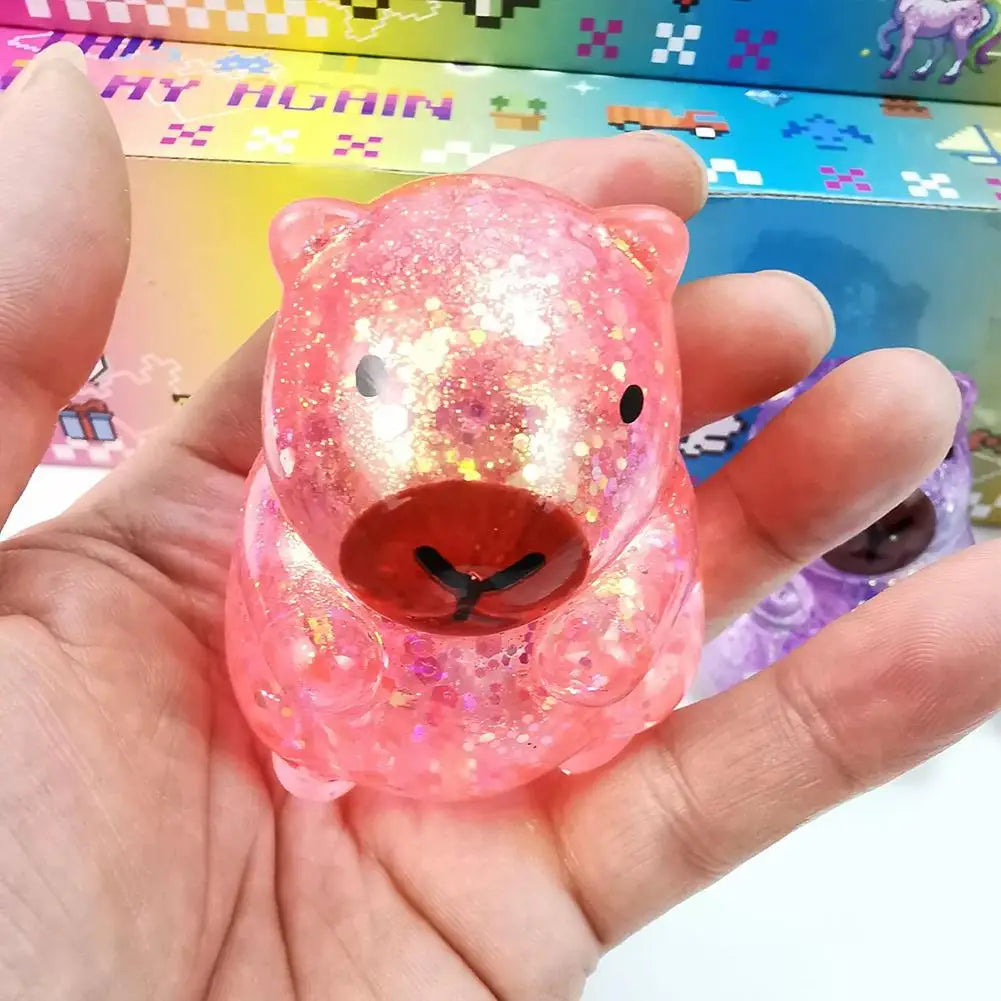 Glitter Capybara Squishy Toy – Slow Rising Stress Relief Fidget | Wahooly Glitter Capybara Squishy Toy – Slow Rising Squeeze Fidget for Stress & Anxiety Relief | 4 Colors