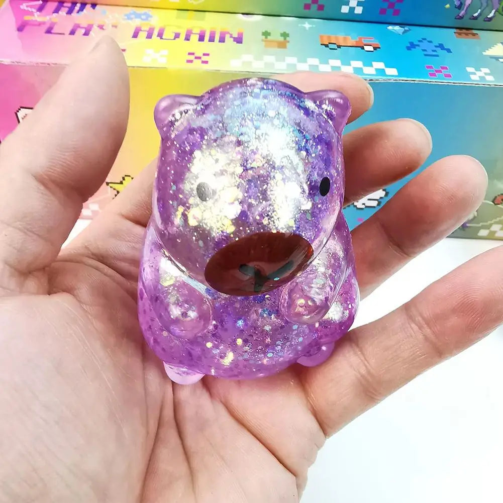 Glitter Capybara Squishy Toy – Slow Rising Stress Relief Fidget | Wahooly Glitter Capybara Squishy Toy – Slow Rising Squeeze Fidget for Stress & Anxiety Relief | 4 Colors