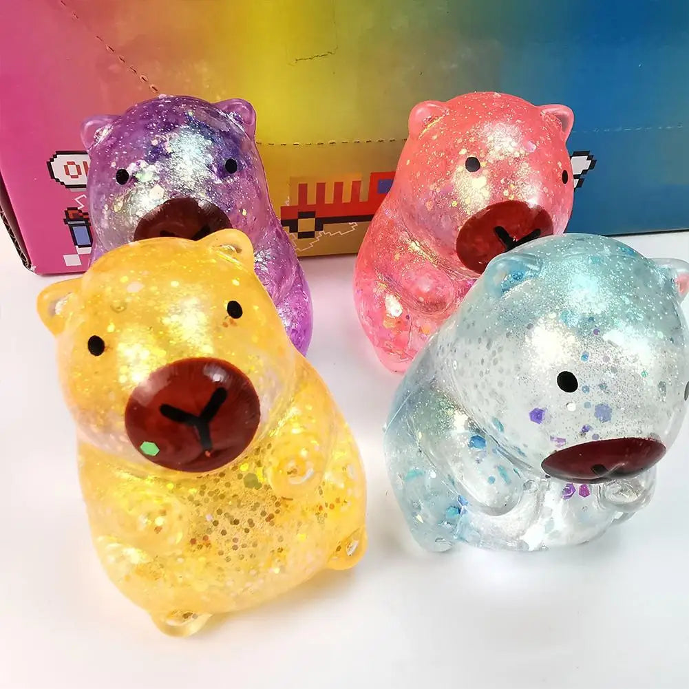 Glitter Capybara Squishy Toy – Slow Rising Stress Relief Fidget | Wahooly Glitter Capybara Squishy Toy – Slow Rising Squeeze Fidget for Stress & Anxiety Relief | 4 Colors