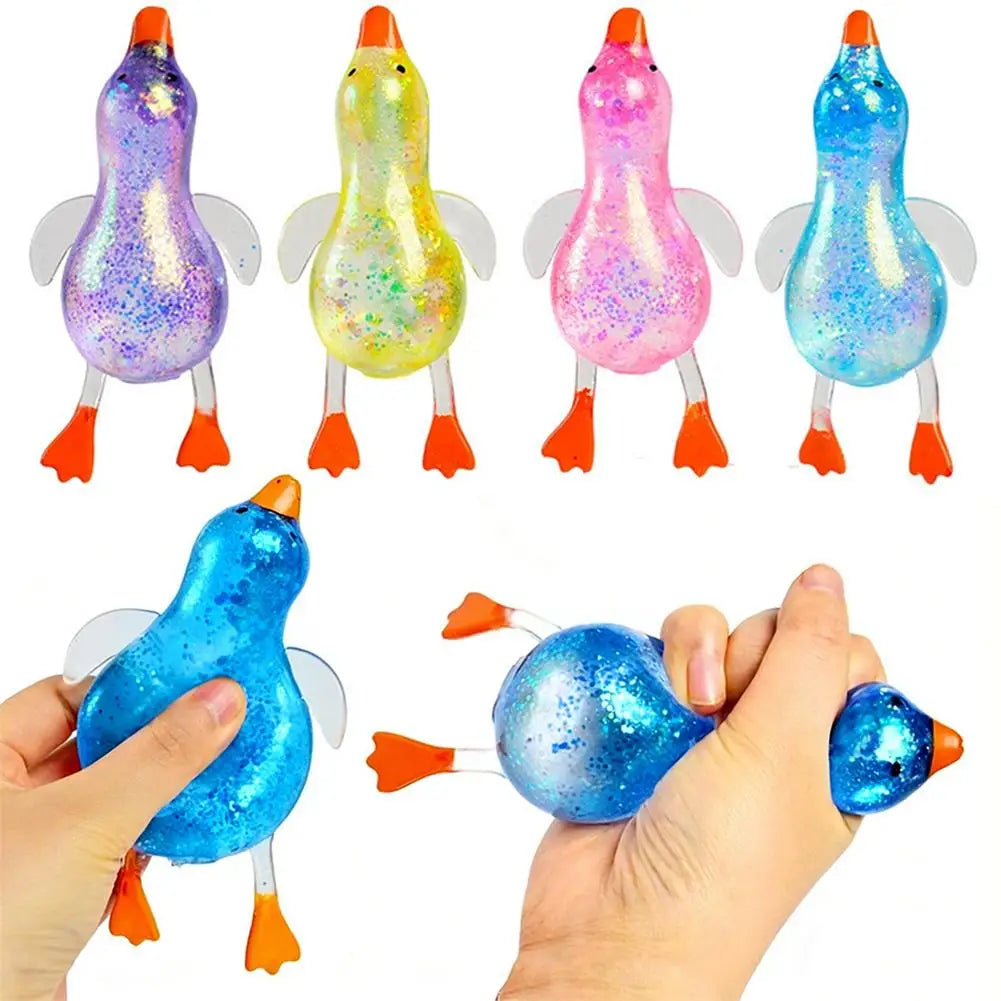 Glitter Duck Squishy Stress Relief Toy | TPR Material | Random Color | Soft Squeeze Fidget Toy for Anxiety Relief | Portable Glitter Duck Squishy Stress Relief Toy | TPR Material | Random Color | Soft Squeeze Fidget Toy for Anxiety Relief | Portable