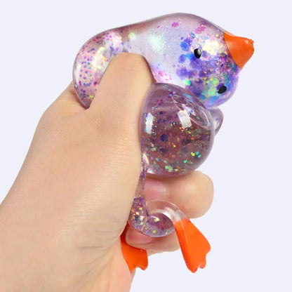 Glitter Duck Squishy Stress Relief Toy | TPR Material | Random Color | Soft Squeeze Fidget Toy for Anxiety Relief | Portable Glitter Duck Squishy Stress Relief Toy | TPR Material | Random Color | Soft Squeeze Fidget Toy for Anxiety Relief | Portable