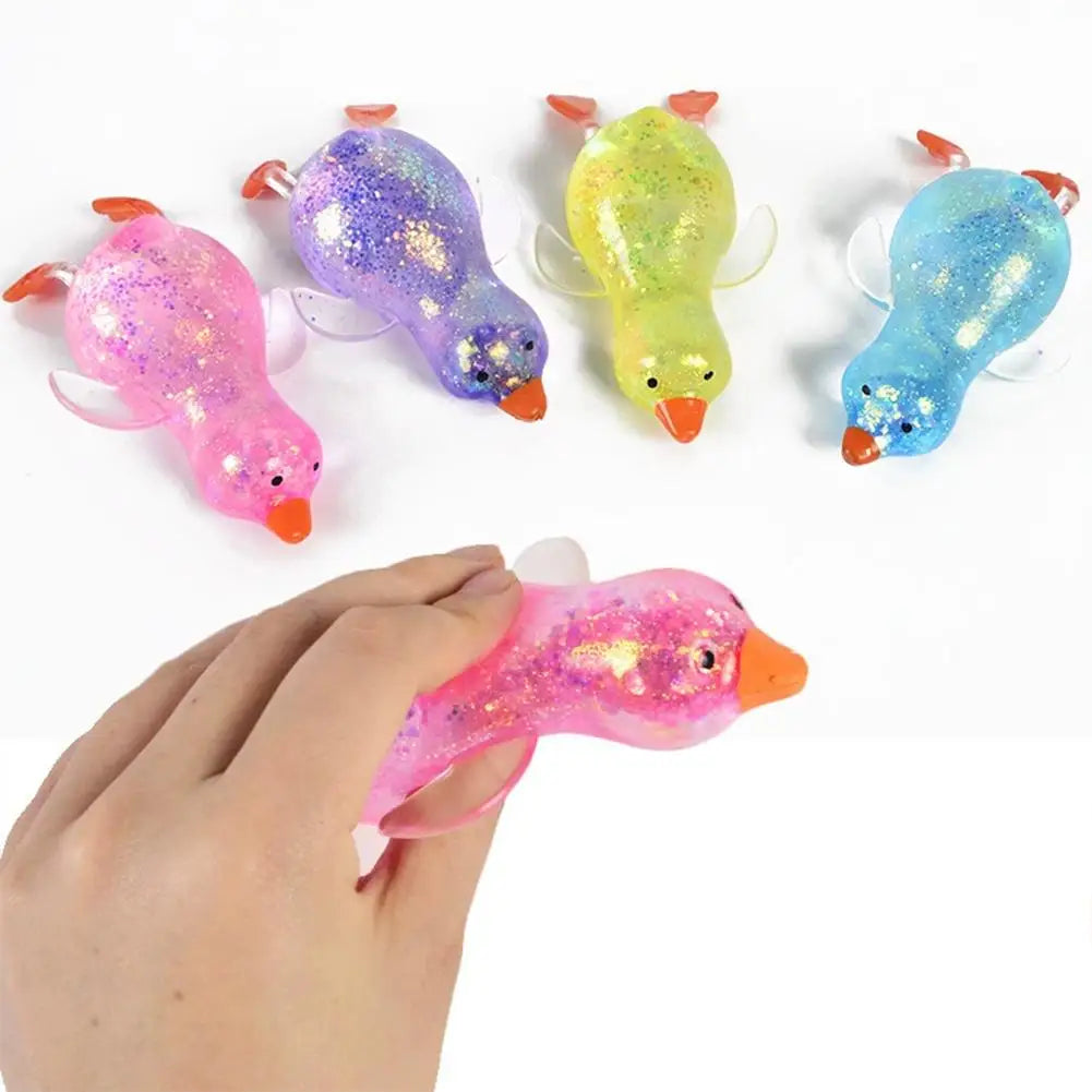 Glitter Duck Squishy Stress Relief Toy | TPR Material | Random Color | Soft Squeeze Fidget Toy for Anxiety Relief | Portable Glitter Duck Squishy Stress Relief Toy | TPR Material | Random Color | Soft Squeeze Fidget Toy for Anxiety Relief | Portable