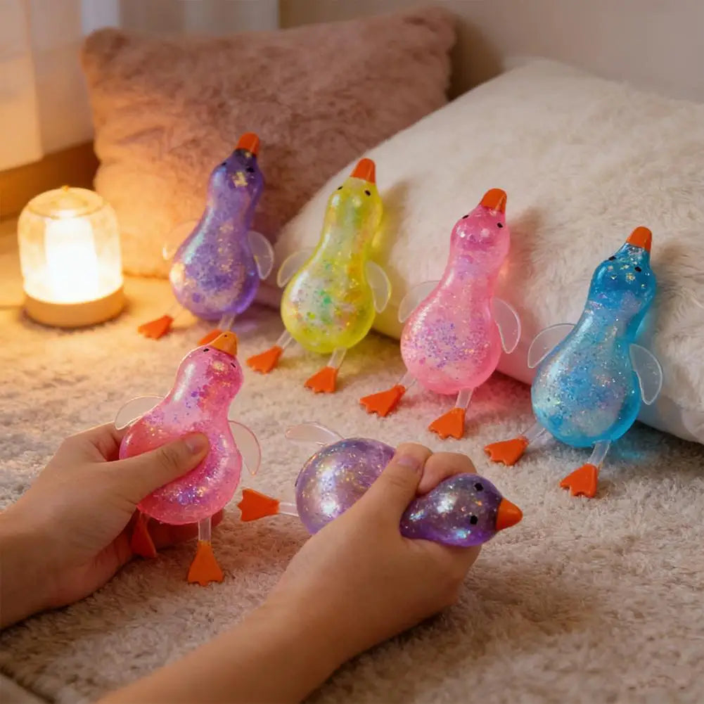 Glitter Duck Squishy Stress Relief Toy | TPR Material | Random Color | Soft Squeeze Fidget Toy for Anxiety Relief | Portable Glitter Duck Squishy Stress Relief Toy | TPR Material | Random Color | Soft Squeeze Fidget Toy for Anxiety Relief | Portable