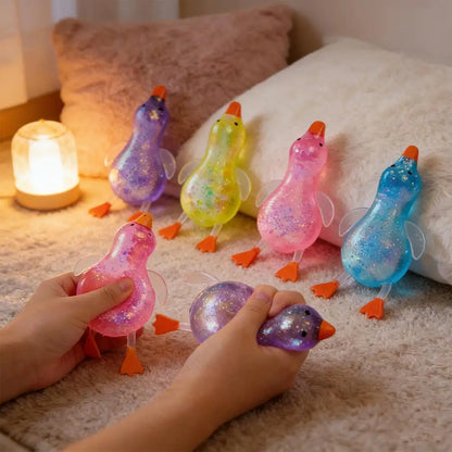 Glitter Duck Squishy Stress Relief Toy | TPR Material | Random Color | Soft Squeeze Fidget Toy for Anxiety Relief | Portable Glitter Duck Squishy Stress Relief Toy | TPR Material | Random Color | Soft Squeeze Fidget Toy for Anxiety Relief | Portable