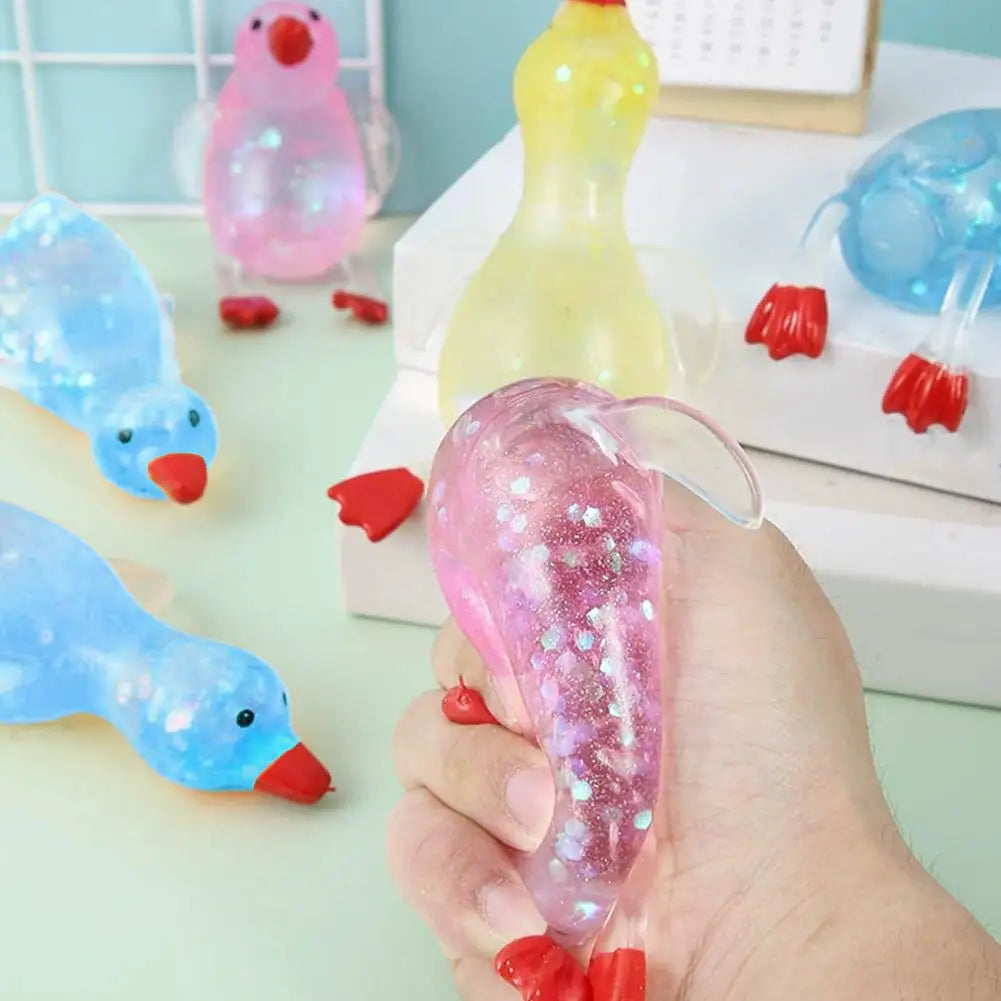 Glitter Duck Squishy Stress Relief Toy | TPR Material | Random Color | Soft Squeeze Fidget Toy for Anxiety Relief | Portable Glitter Duck Squishy Stress Relief Toy | TPR Material | Random Color | Soft Squeeze Fidget Toy for Anxiety Relief | Portable