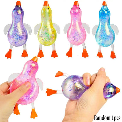 Glitter Duck Squishy Stress Relief Toy | TPR Material | Random Color | Soft Squeeze Fidget Toy for Anxiety Relief | Portable Glitter Duck Squishy Stress Relief Toy | TPR Material | Random Color | Soft Squeeze Fidget Toy for Anxiety Relief | Portable