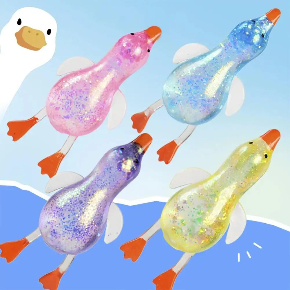Glitter Duck Squishy Stress Relief Toy | TPR Material | Random Color | Soft Squeeze Fidget Toy for Anxiety Relief | Portable Glitter Duck Squishy Stress Relief Toy | TPR Material | Random Color | Soft Squeeze Fidget Toy for Anxiety Relief | Portable