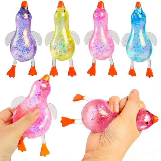 Glitter Duck Squishy Stress Relief Toy | TPR Material | Random Color | Soft Squeeze Fidget Toy for Anxiety Relief | Portable Glitter Duck Squishy Stress Relief Toy | TPR Material | Random Color | Soft Squeeze Fidget Toy for Anxiety Relief | Portable